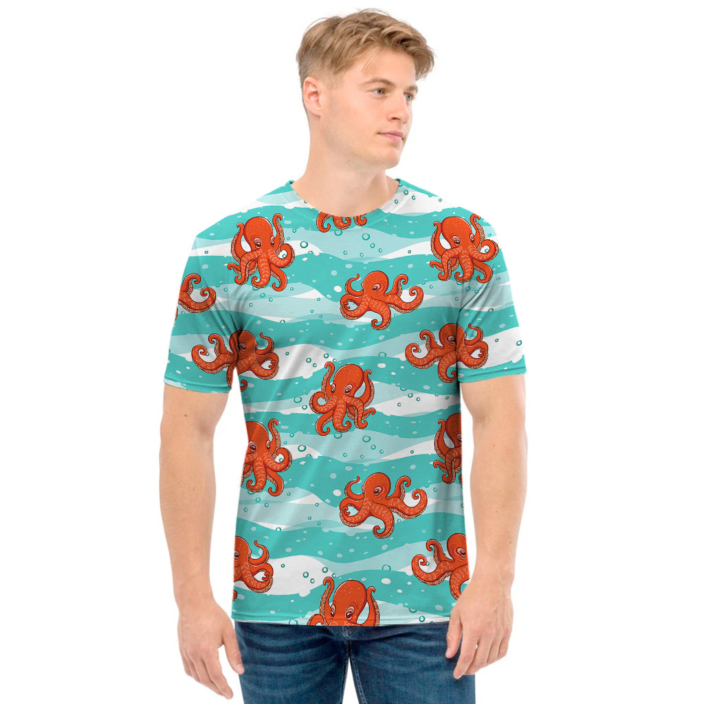 Cartoon Octopus Pattern Print Men's T-Shirt