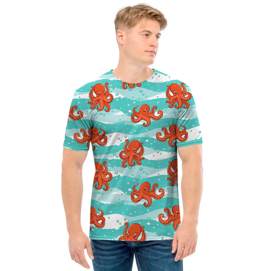 Cartoon Octopus Pattern Print Men's T-Shirt
