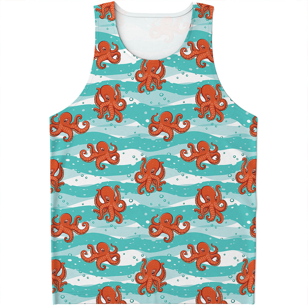 Cartoon Octopus Pattern Print Men's Tank Top