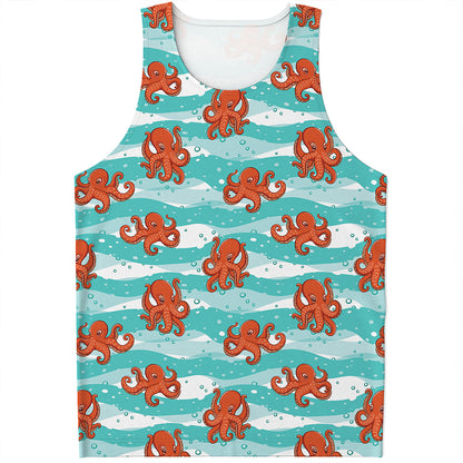 Cartoon Octopus Pattern Print Men's Tank Top