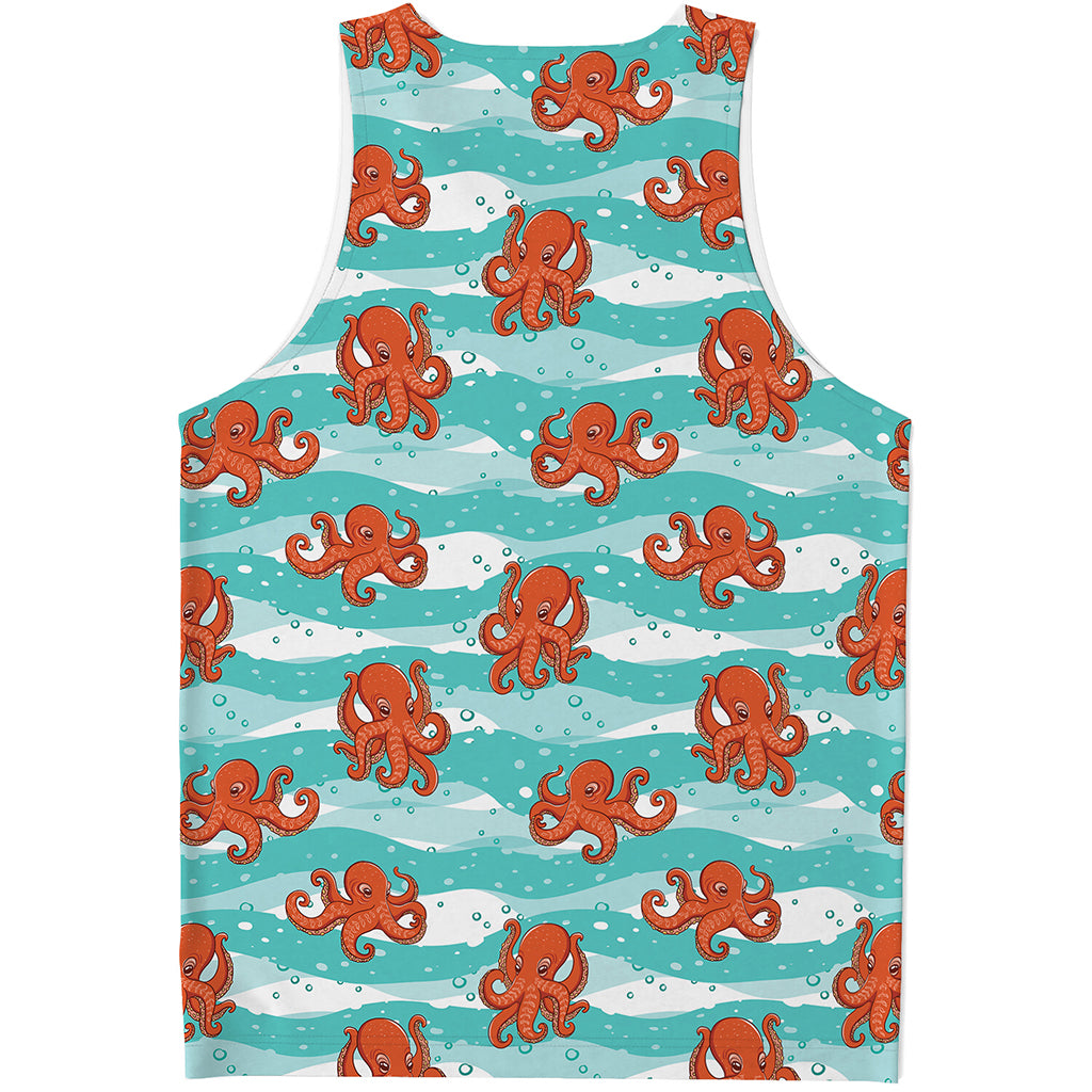 Cartoon Octopus Pattern Print Men's Tank Top