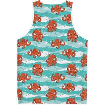 Cartoon Octopus Pattern Print Men's Tank Top