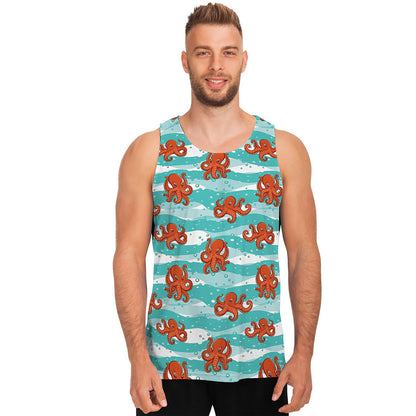 Cartoon Octopus Pattern Print Men's Tank Top