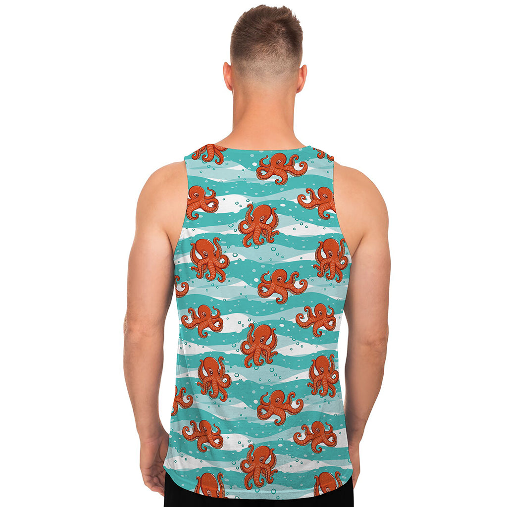 Cartoon Octopus Pattern Print Men's Tank Top