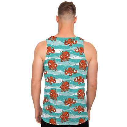 Cartoon Octopus Pattern Print Men's Tank Top