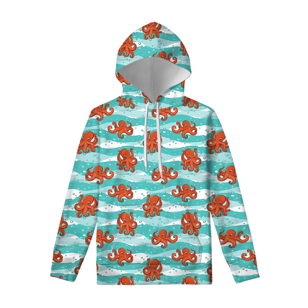 Cartoon Octopus Pattern Print Pullover Hoodie