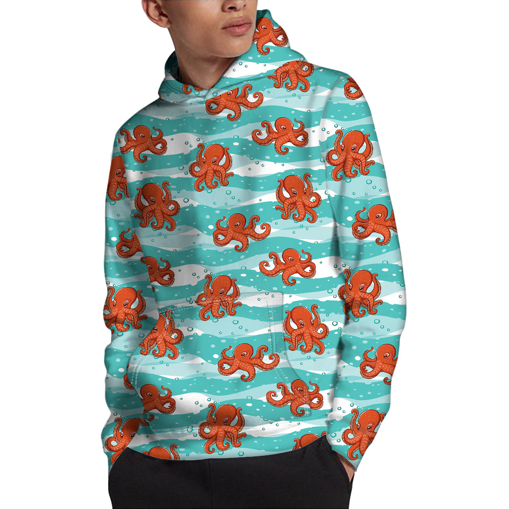 Cartoon Octopus Pattern Print Pullover Hoodie