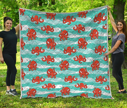 Cartoon Octopus Pattern Print Quilt