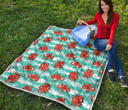 Cartoon Octopus Pattern Print Quilt