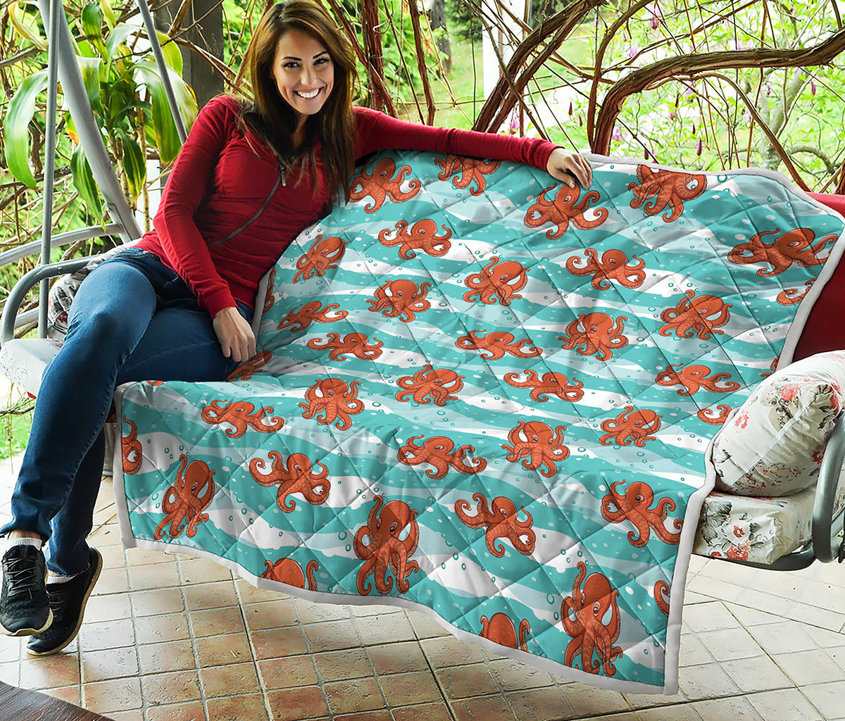 Cartoon Octopus Pattern Print Quilt