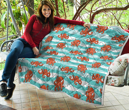Cartoon Octopus Pattern Print Quilt