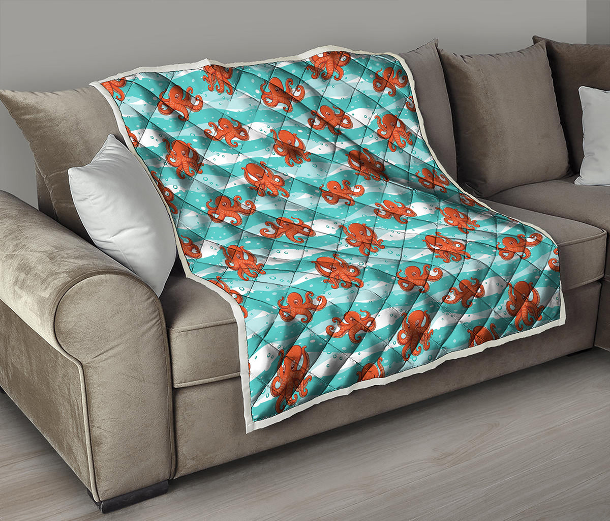 Cartoon Octopus Pattern Print Quilt