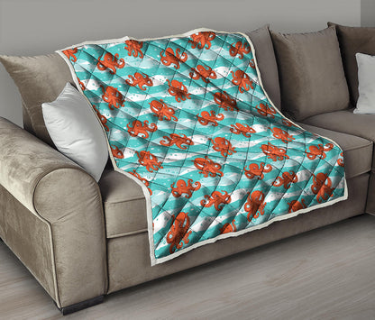 Cartoon Octopus Pattern Print Quilt