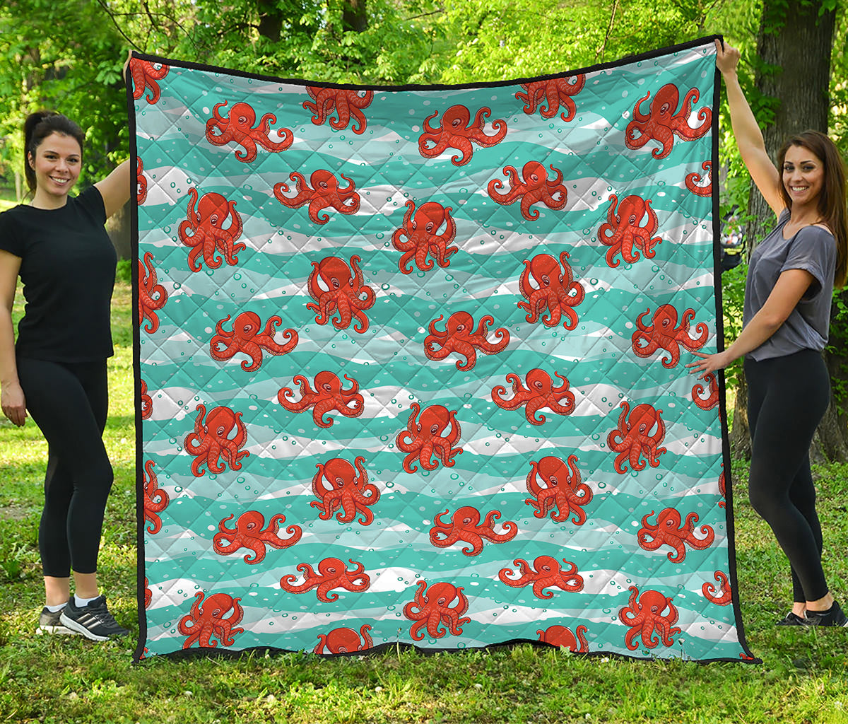Cartoon Octopus Pattern Print Quilt
