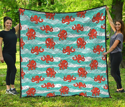 Cartoon Octopus Pattern Print Quilt