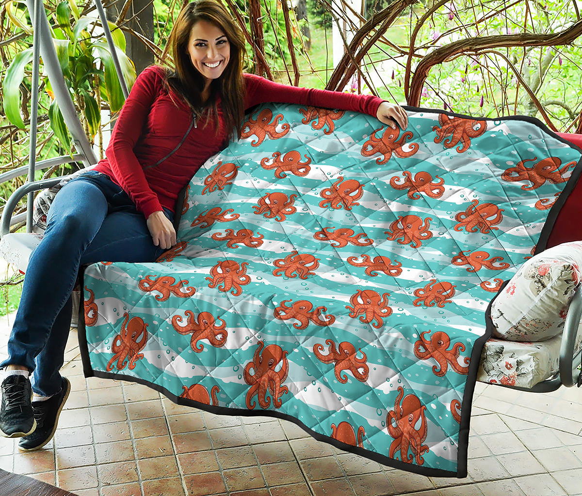 Cartoon Octopus Pattern Print Quilt
