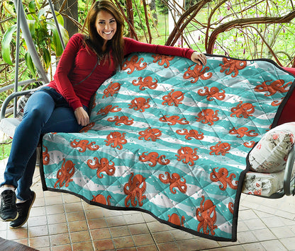 Cartoon Octopus Pattern Print Quilt