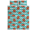 Cartoon Octopus Pattern Print Quilt Bed Set