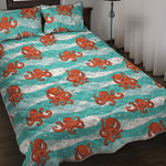 Cartoon Octopus Pattern Print Quilt Bed Set