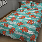 Cartoon Octopus Pattern Print Quilt Bed Set