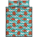 Cartoon Octopus Pattern Print Quilt Bed Set