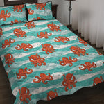 Cartoon Octopus Pattern Print Quilt Bed Set