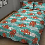 Cartoon Octopus Pattern Print Quilt Bed Set