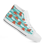 Cartoon Octopus Pattern Print White High Top Shoes