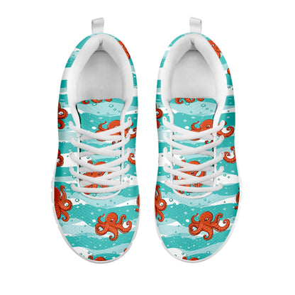 Cartoon Octopus Pattern Print White Sneakers