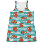 Cartoon Octopus Pattern Print Women's Racerback Tank Top