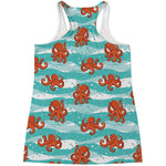 Cartoon Octopus Pattern Print Women's Racerback Tank Top