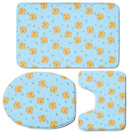 Cartoon Pomeranian Pattern Print 3 Piece Bath Mat Set