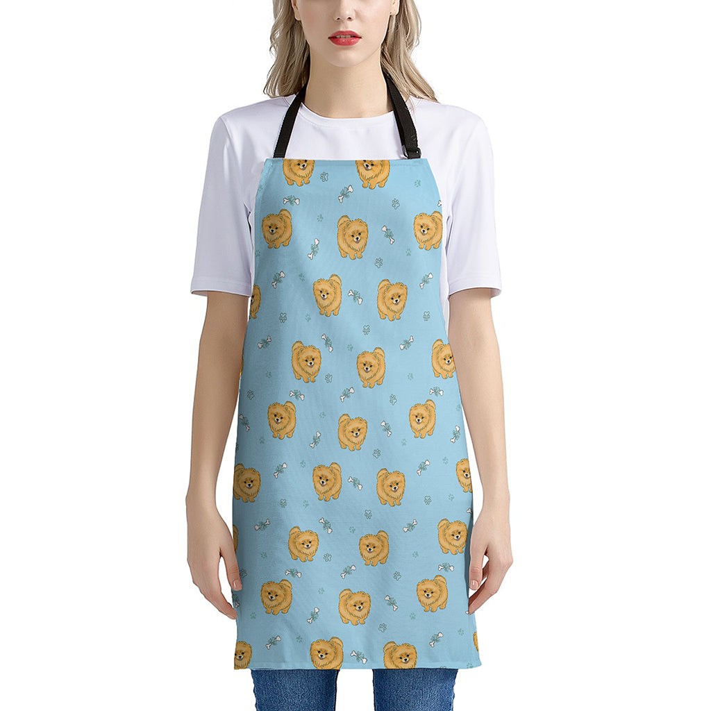 Cartoon Pomeranian Pattern Print Apron