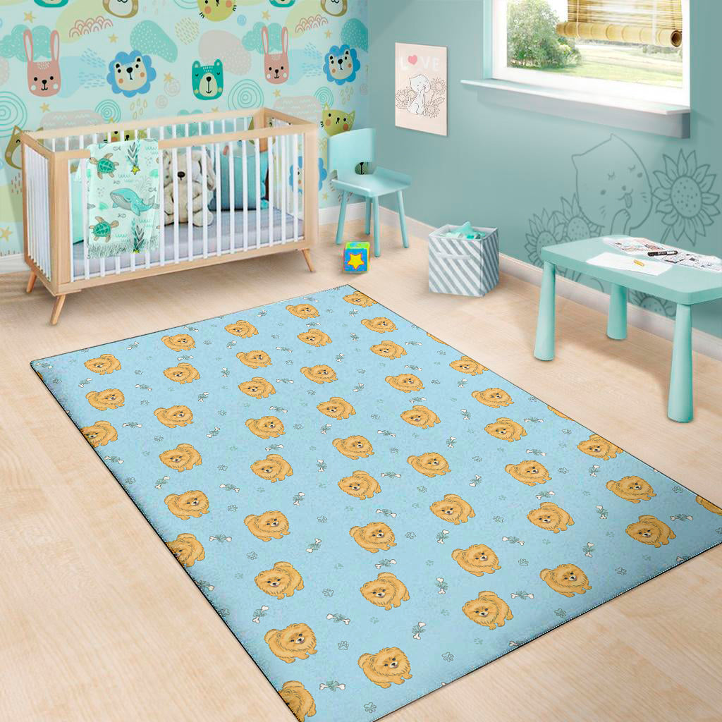 Cartoon Pomeranian Pattern Print Area Rug