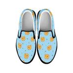 Cartoon Pomeranian Pattern Print Black Slip On Shoes