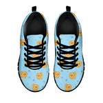 Cartoon Pomeranian Pattern Print Black Sneakers