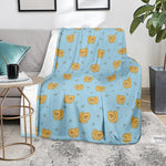 Cartoon Pomeranian Pattern Print Blanket