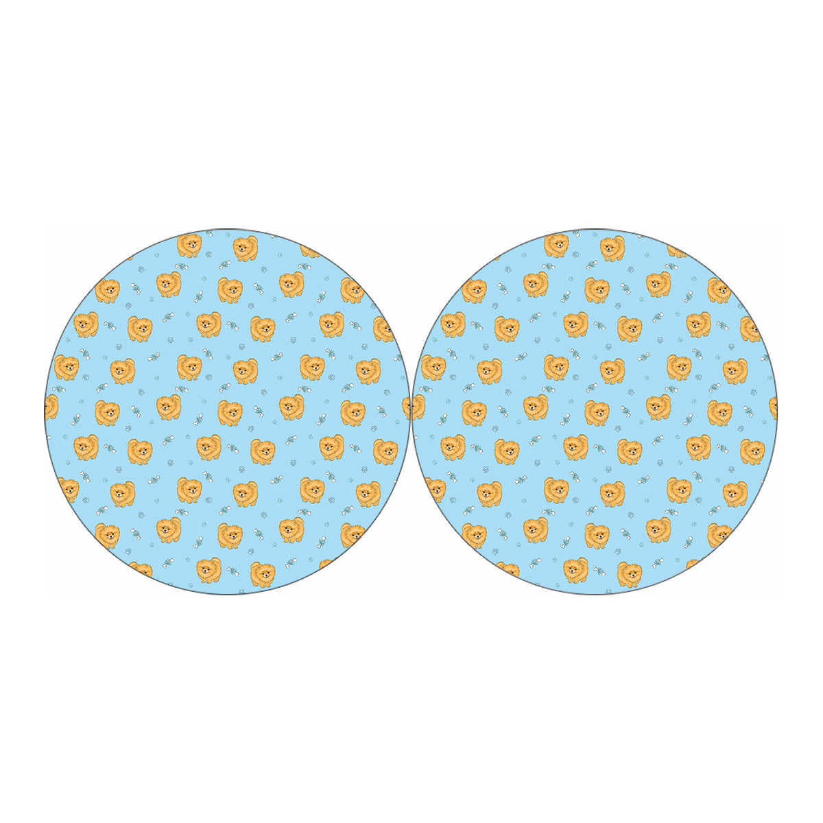 Cartoon Pomeranian Pattern Print Car Coasters
