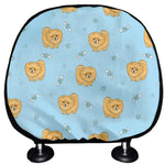 Cartoon Pomeranian Pattern Print Car Headrest Covers