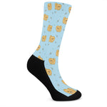 Cartoon Pomeranian Pattern Print Crew Socks