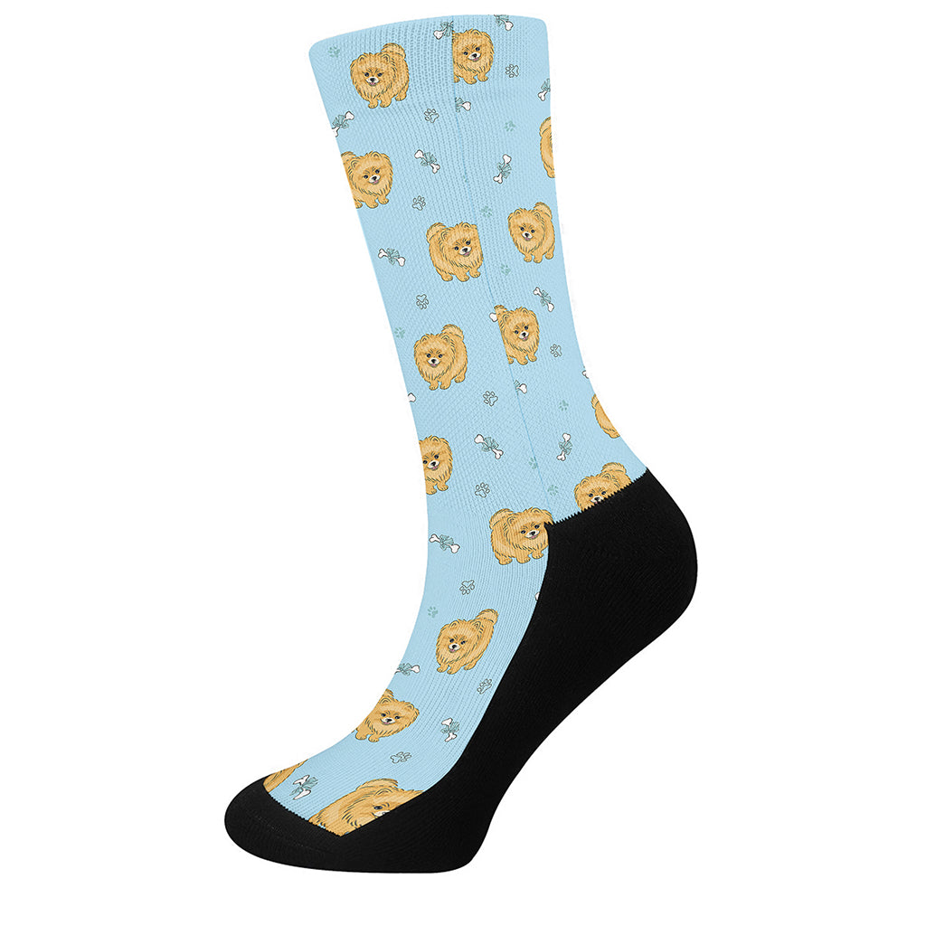 Cartoon Pomeranian Pattern Print Crew Socks