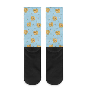 Cartoon Pomeranian Pattern Print Crew Socks