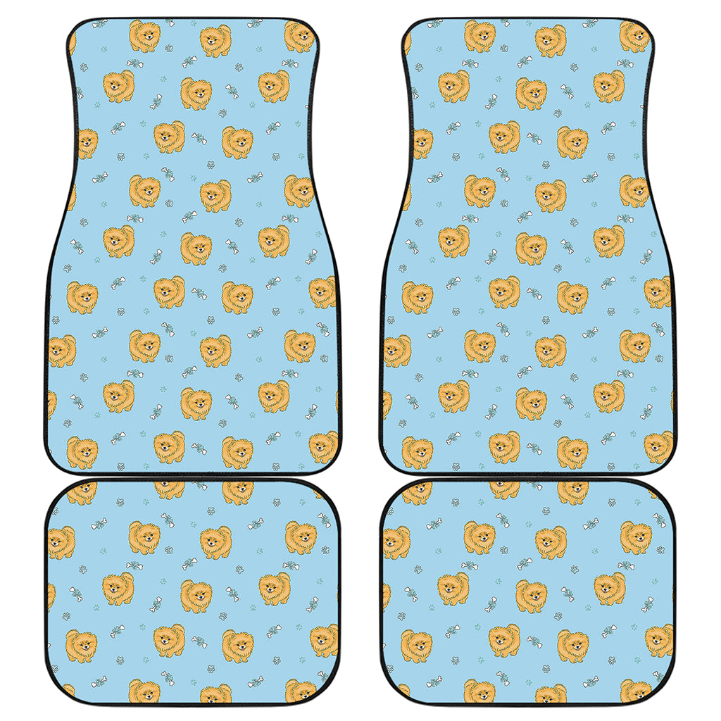 Cartoon Pomeranian Pattern Print Front and Back Car Floor Mats