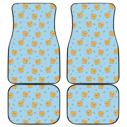 Cartoon Pomeranian Pattern Print Front and Back Car Floor Mats
