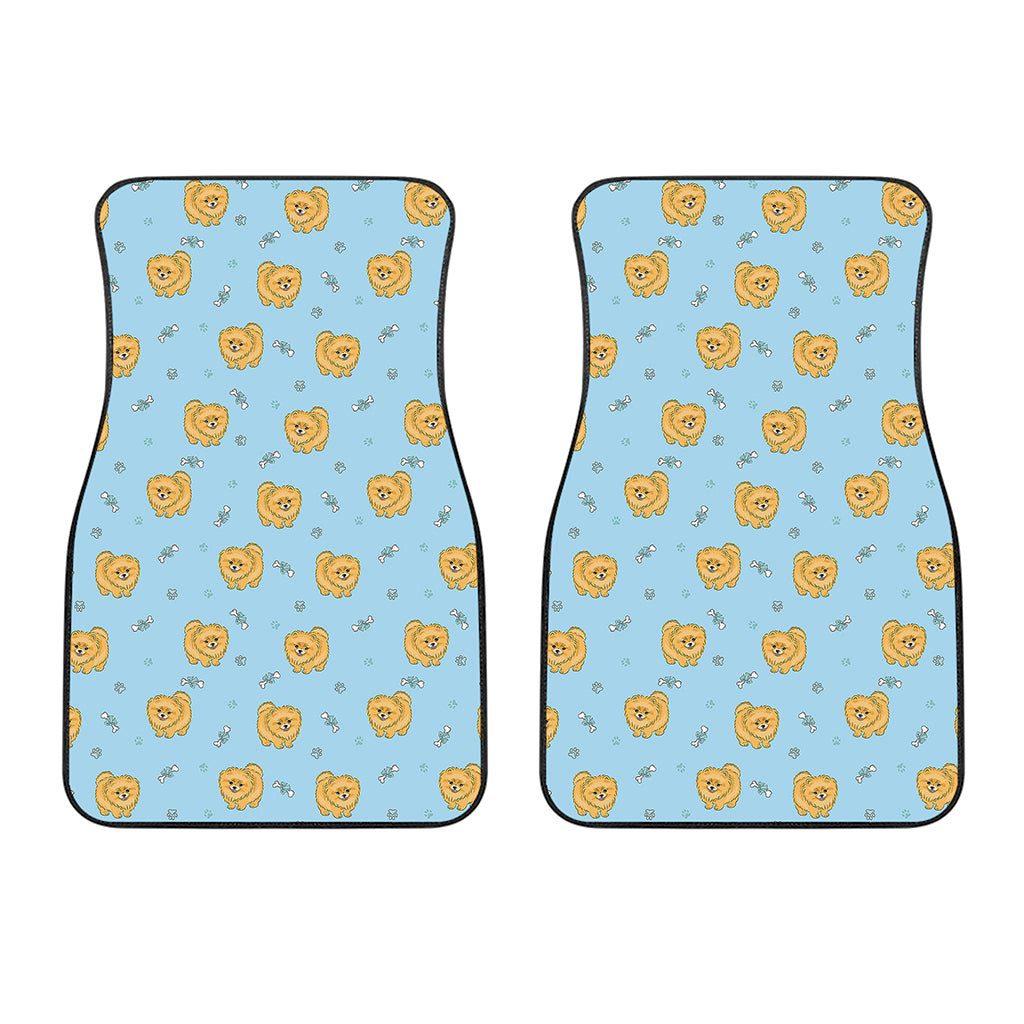 Cartoon Pomeranian Pattern Print Front Car Floor Mats