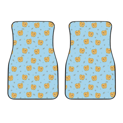 Cartoon Pomeranian Pattern Print Front Car Floor Mats
