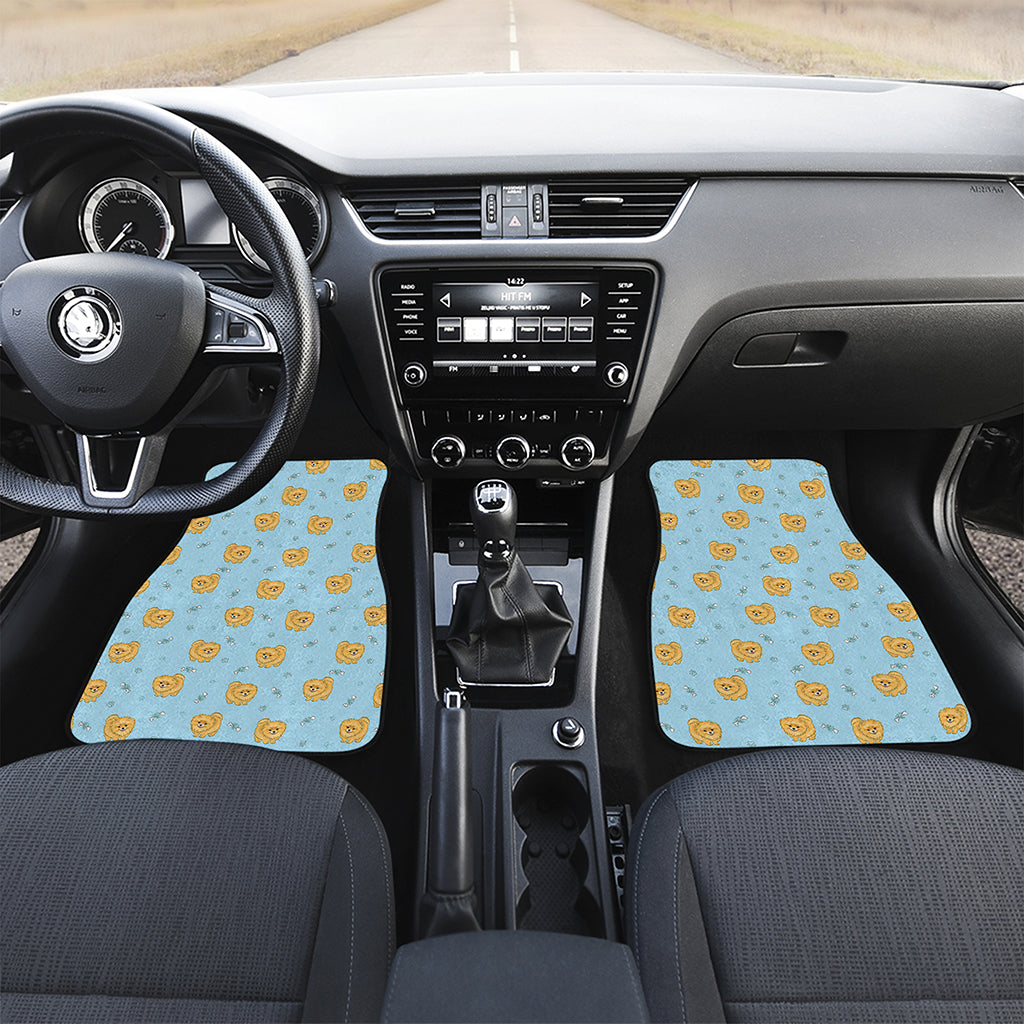 Cartoon Pomeranian Pattern Print Front Car Floor Mats