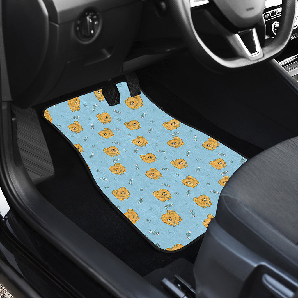 Cartoon Pomeranian Pattern Print Front Car Floor Mats