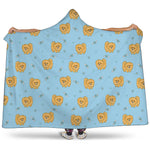 Cartoon Pomeranian Pattern Print Hooded Blanket