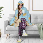 Cartoon Pomeranian Pattern Print Hooded Blanket